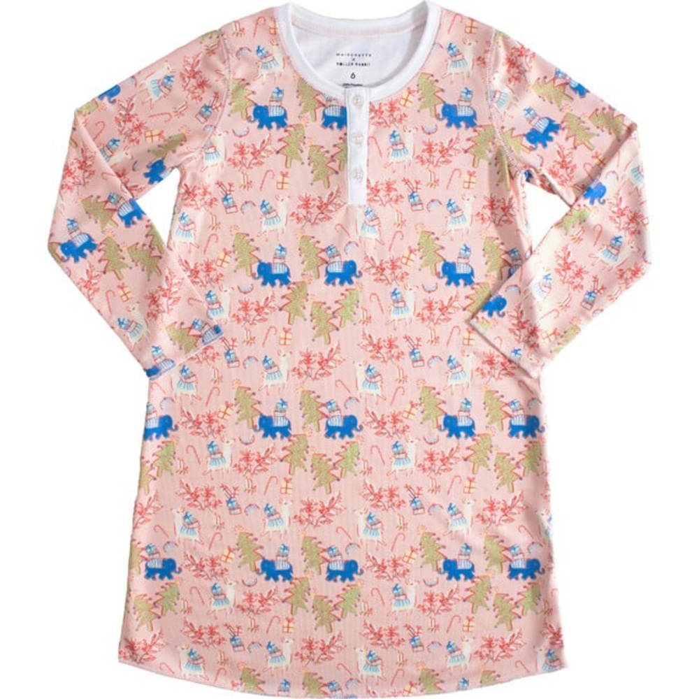 Roller Rabbit X Maisonette, Kids Prancing Deer Holiday Nadine Dress, Pink Size 6